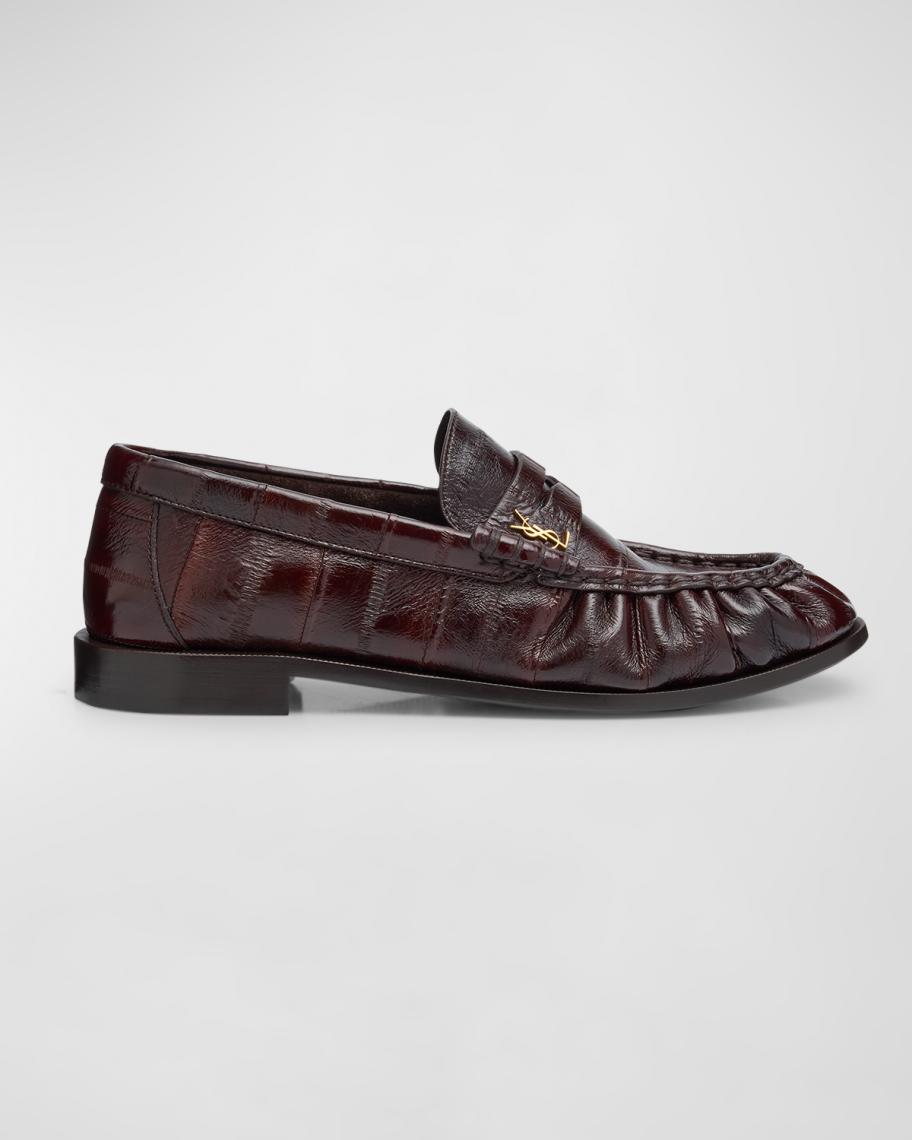 YSL 25S LOAFERS IN CHESTNUT BROWN LAMBSKIN WITH GOLD HARDWARE