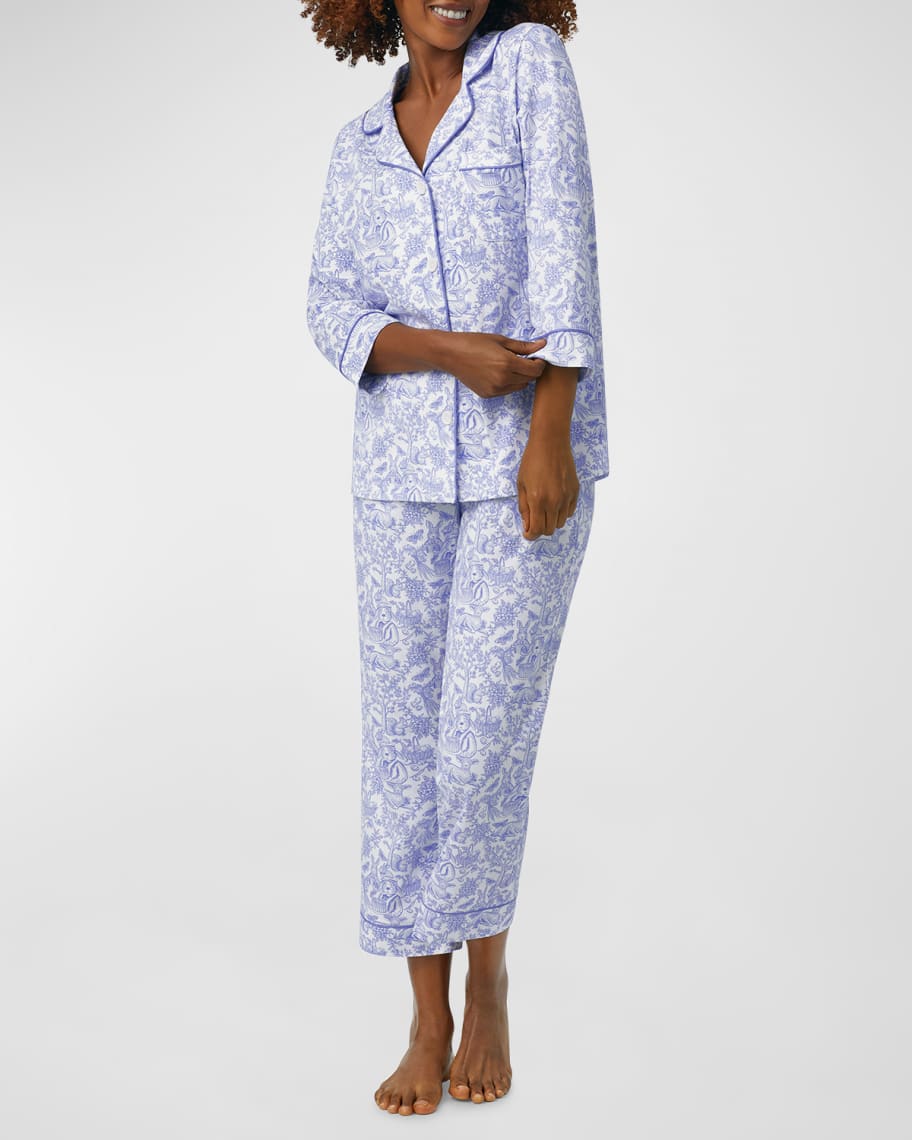 BedHead Pajamas Cropped Toile-Print Pajama Set | Neiman Marcus