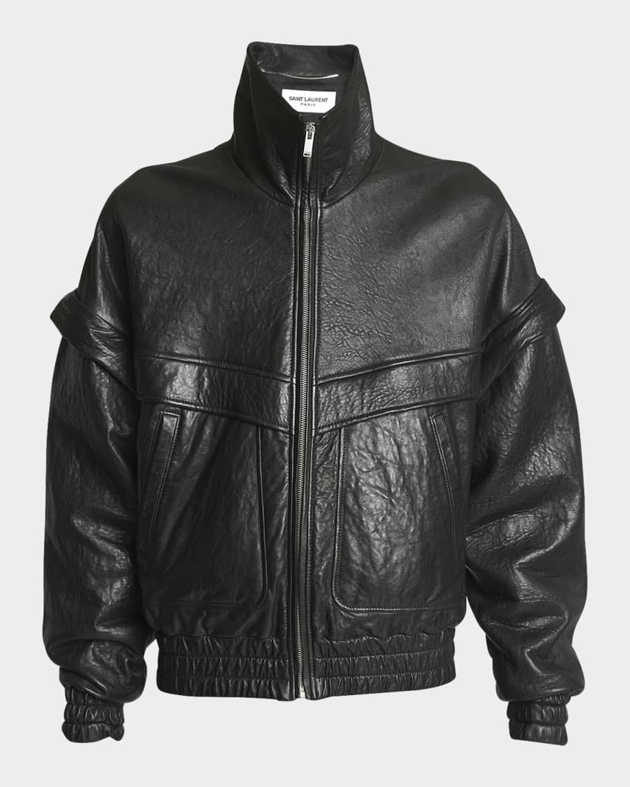 ジャケット Saint Laurent JACKET (799694Y7B73 1000) bomber jacket in shiny plunged lambskin | Saint Laurent | YSL PT