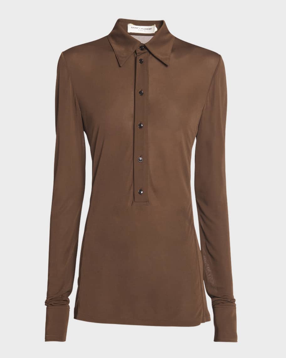 Image 2 of 4: Half-Button Collared Shirt