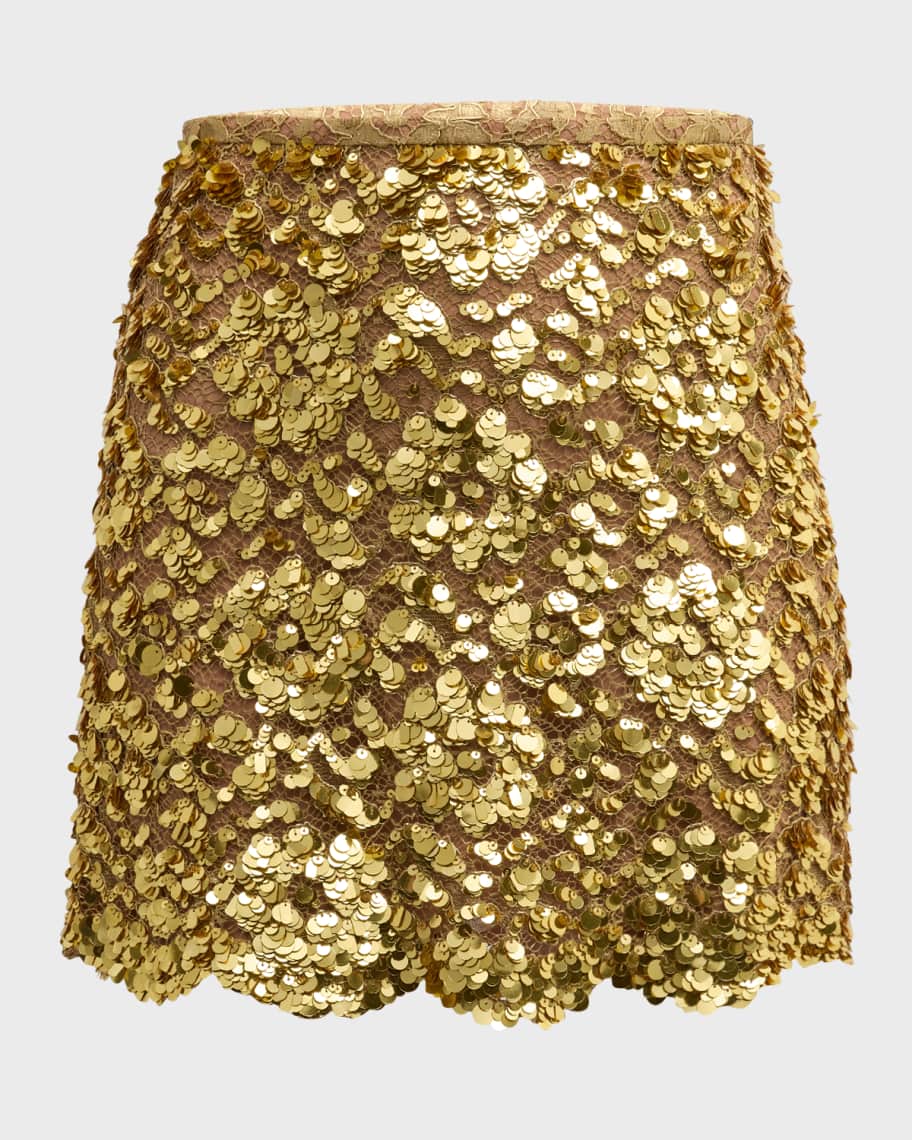 Michael Kors Collection Laminated Lace Sequin Embellished Mini
