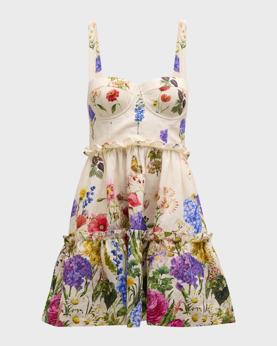 Image 1 of 6: Audrey Floral-Print Poplin Fit & Flare Mini Dress