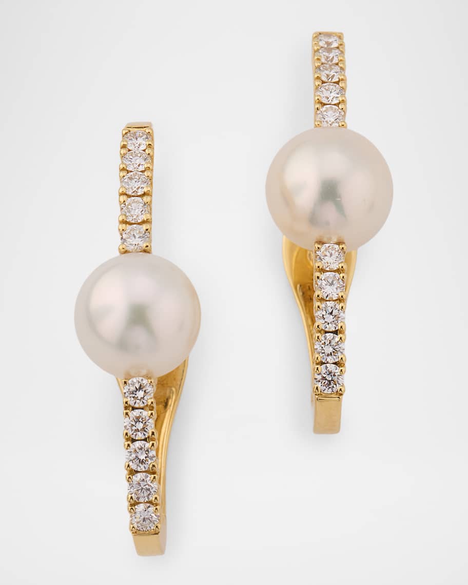 Mizuki 18K Yellow Gold Akoya Pearl & Diamond Earrings | Neiman Marcus