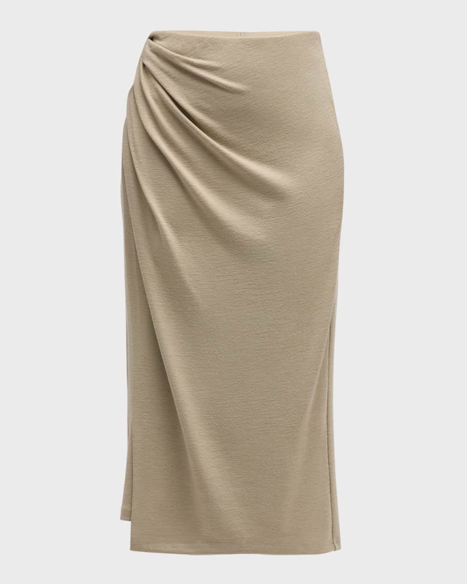 Image 1 of 6: Side-Drape Jersey Midi Skirt