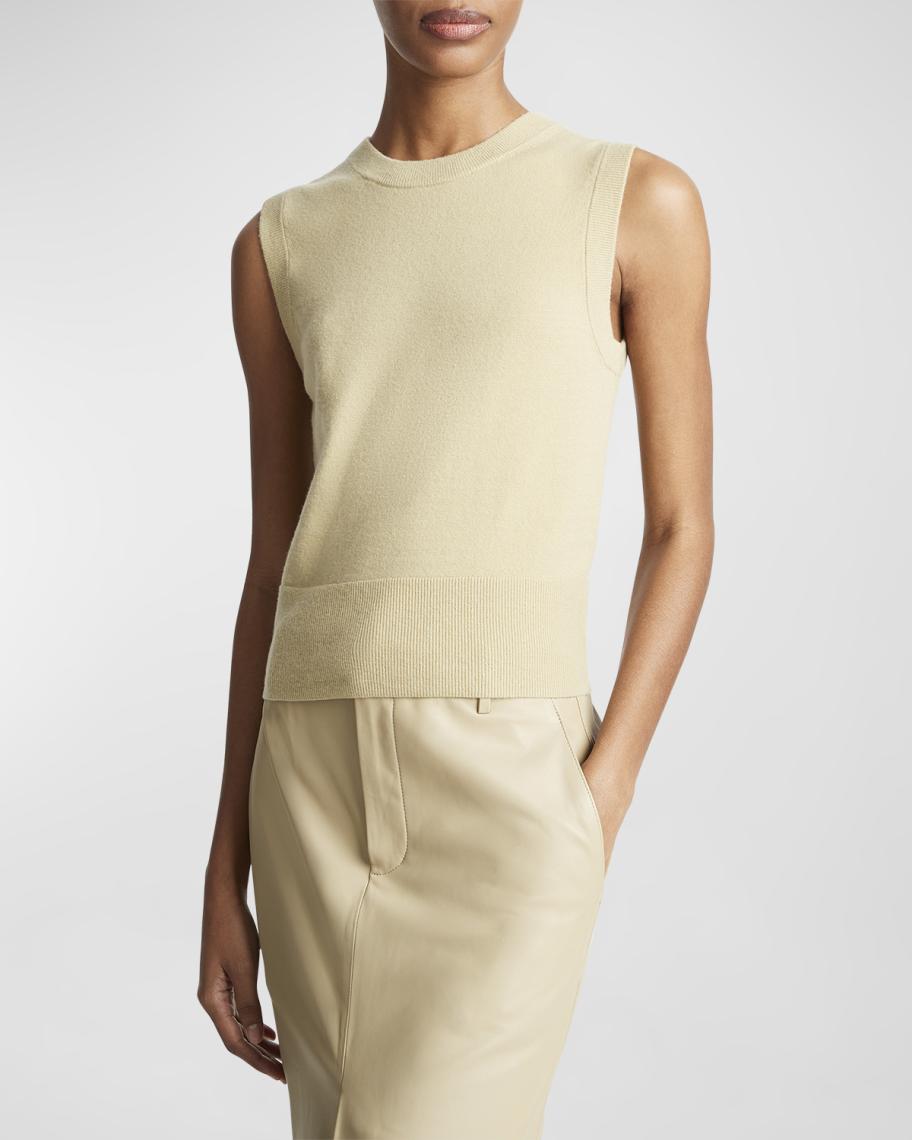 Vince Wool Cashmere Crewneck Shell Top | Neiman Marcus