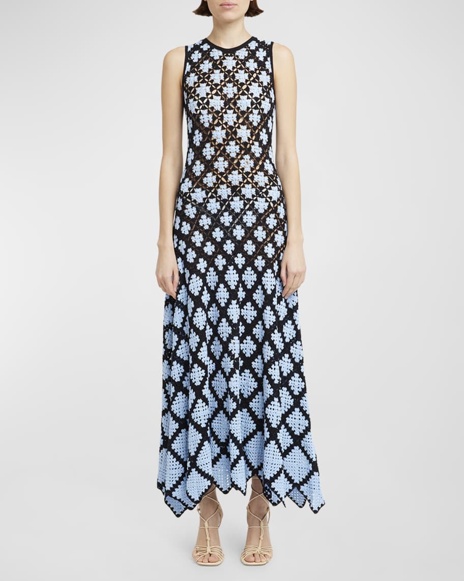 Image 2 of 6: Ianna Sleeveless Crochet Midi Handkerchief Dress
