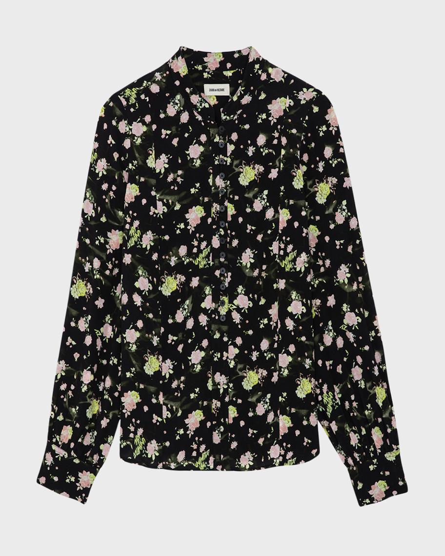 Zadig & Voltaire Twina Soft Crinkle Roses Blouse | Neiman Marcus
