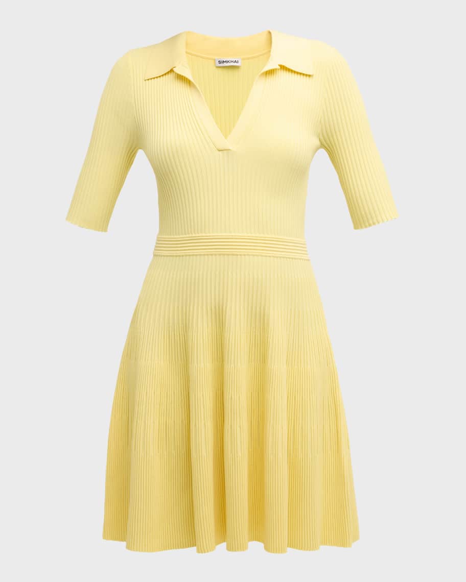 ◆SIMKHAI◆Patricia Polo Ribbed Mini Dress◆ Patricia Polo Ribbed Mini Dress - Almond Beige | SIMKHAI
