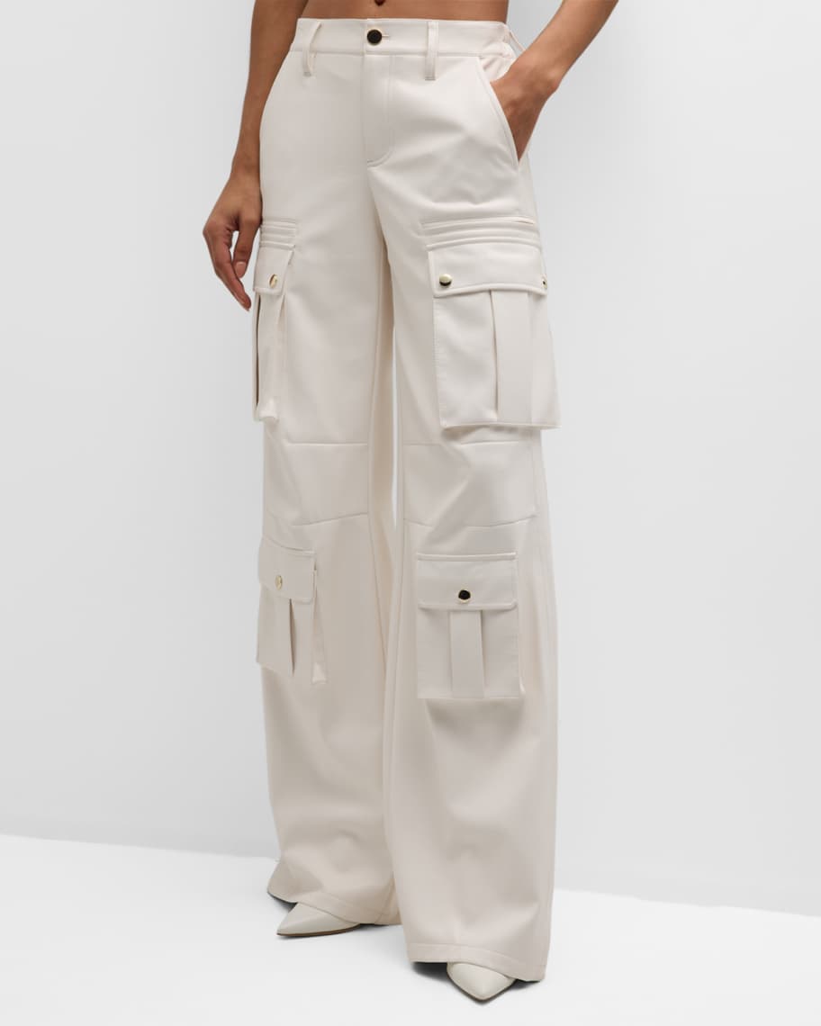 Alice + Olivia Joette Vegan Leather Cargo Pants | Neiman Marcus