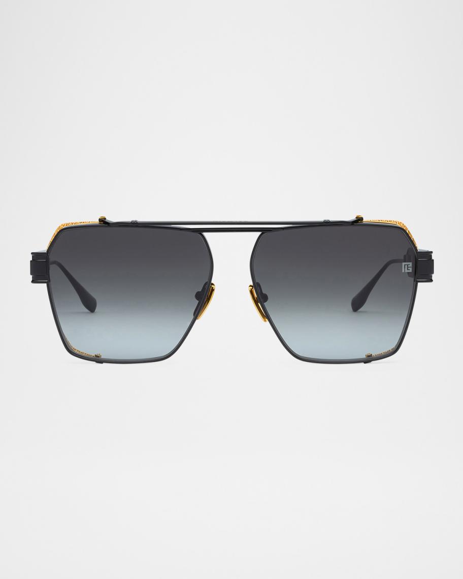 Balmain Premier Titanium Aviator Sunglasses | Neiman Marcus display picture 3