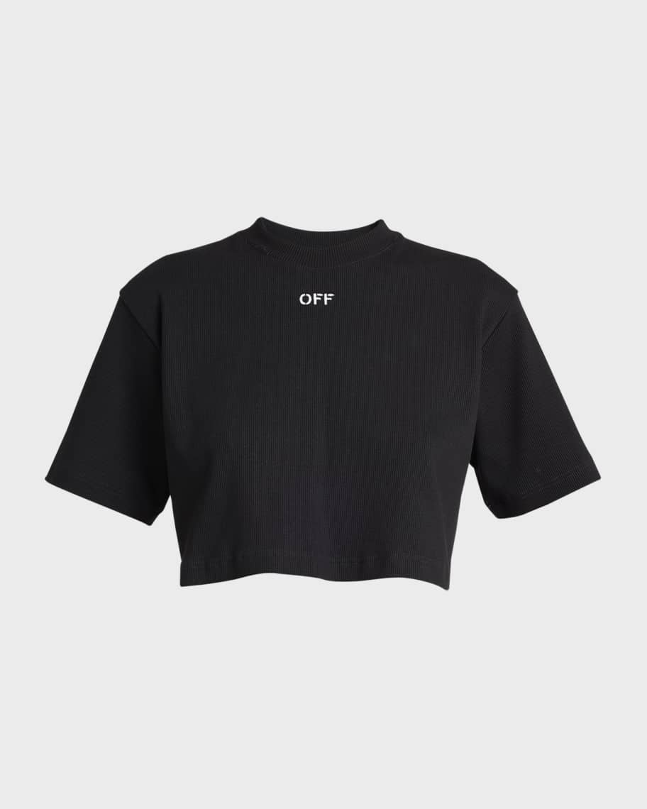Off-White Off Stamp Rib Crop T-Shirt | Neiman Marcus