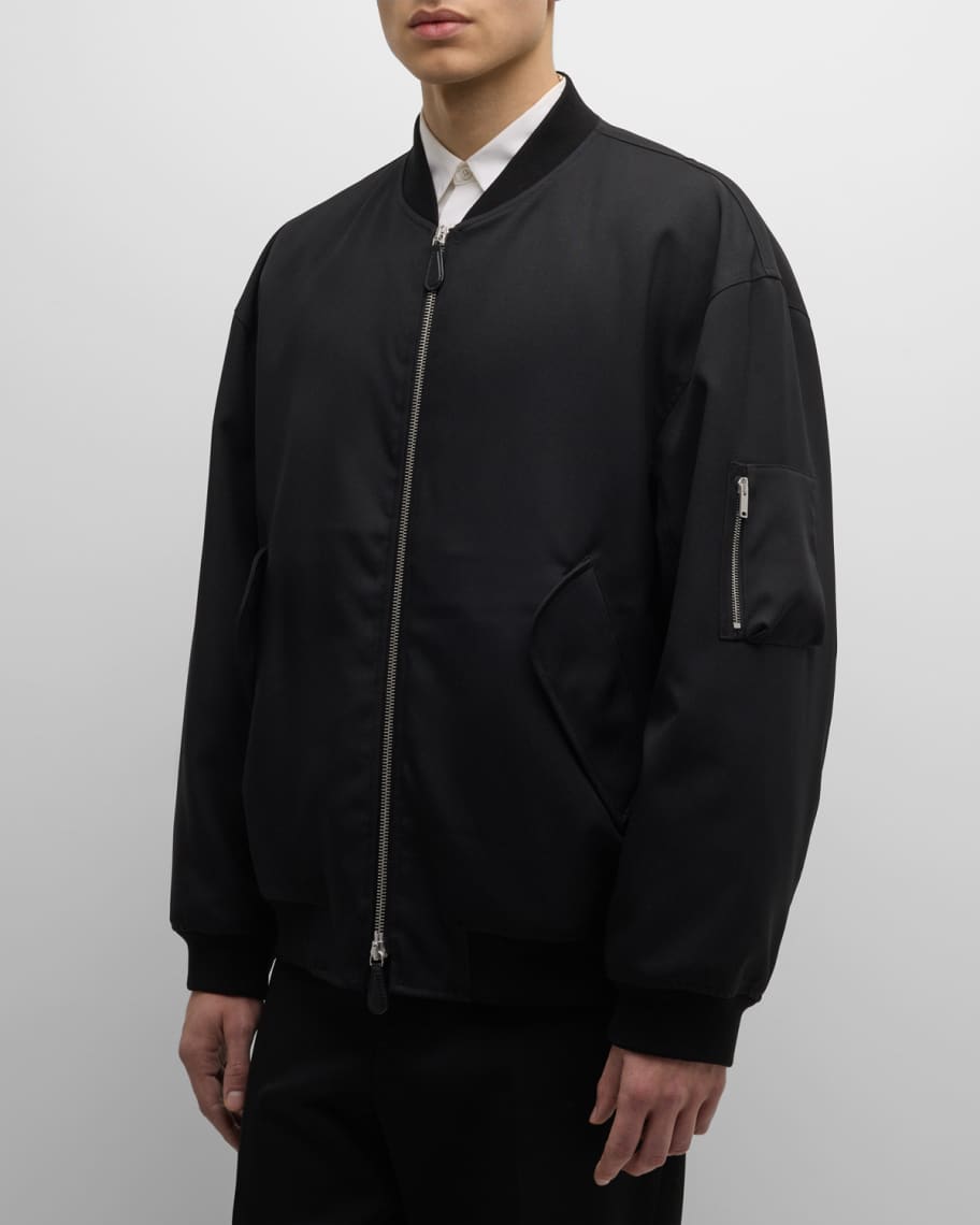 Jil Sander Men's Recycled Poly Bomber Jacket | Neiman Marcus