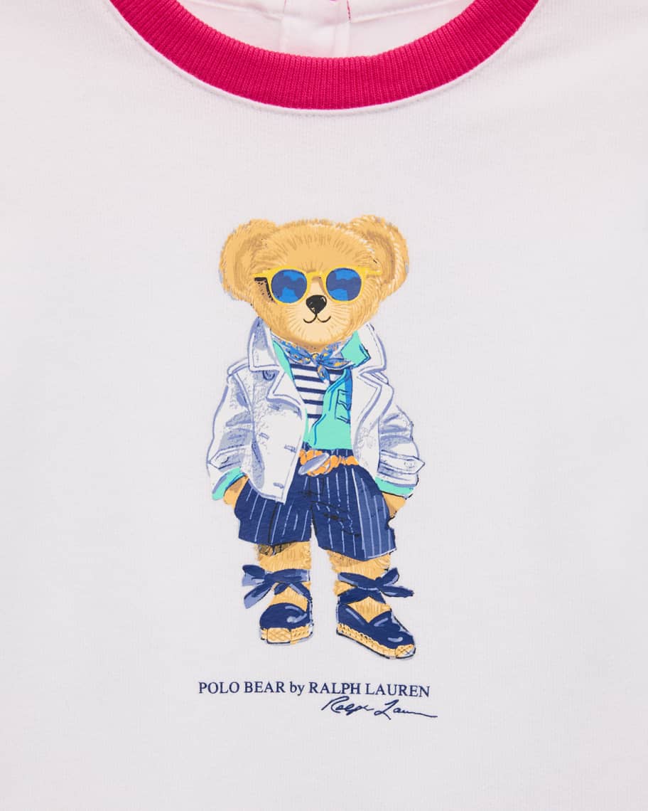 Image 3 of 3: Girl's Polo Bear Jersey Top and Leggings Set, Size 3M-24M