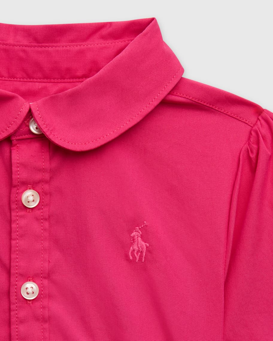Image 3 of 3: Girl's Cotton Poplin Tiered Shirtdress, Size 3M-24M