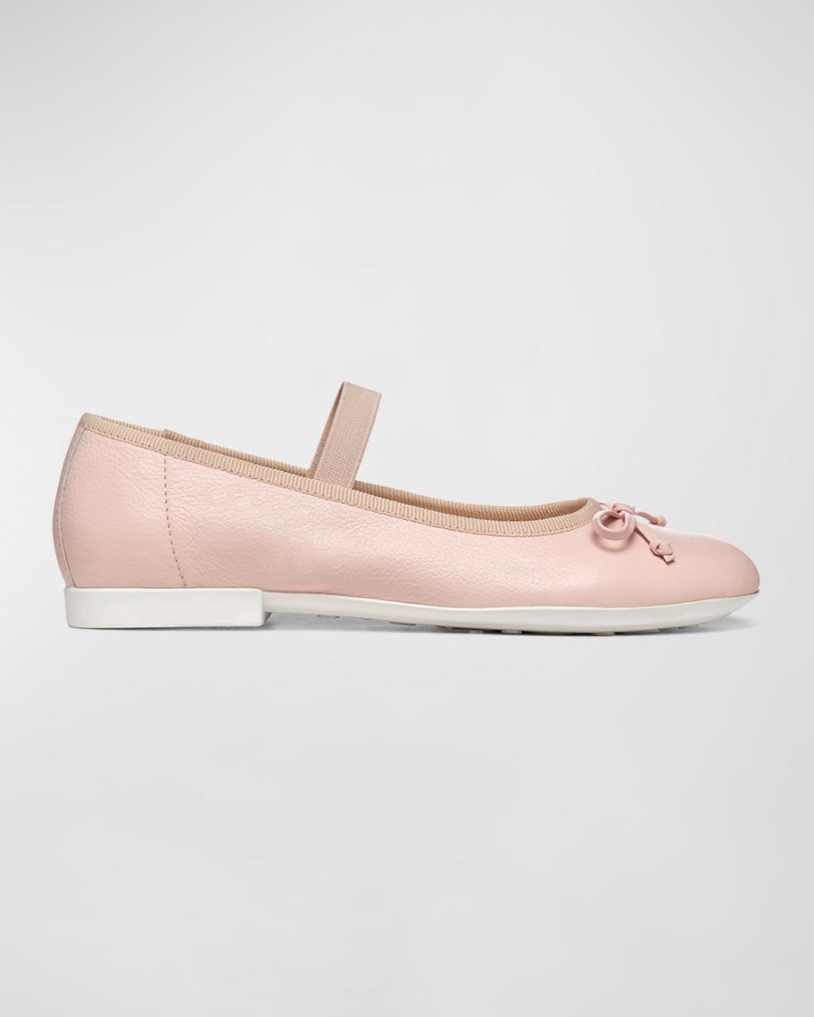 Chaussures Ballerines Geox Pour Fille - Modèle Floretia A - Cuir Extérieur, Semelle Caoutchouc - Talon Bloc Bas - Fermeture à Enfiler - 2