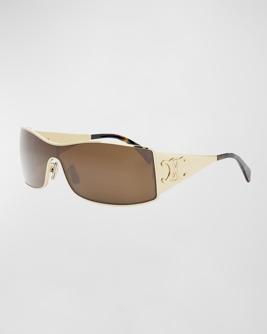 Celine Maxi Triomphe Metal Rectangular Shield Sunglasses | Neiman