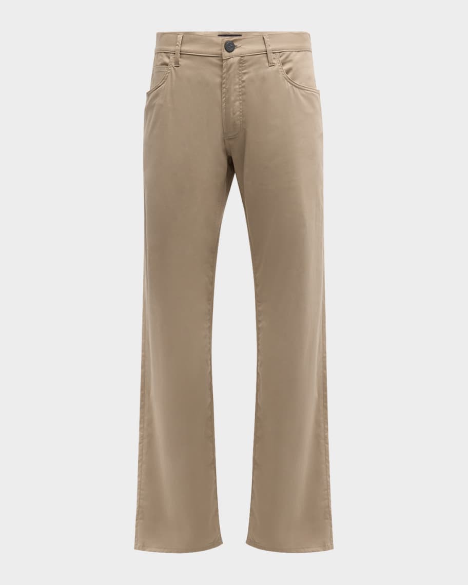 Giorgio Armani Men's Cotton-Silk Stretch Pants | Neiman Marcus