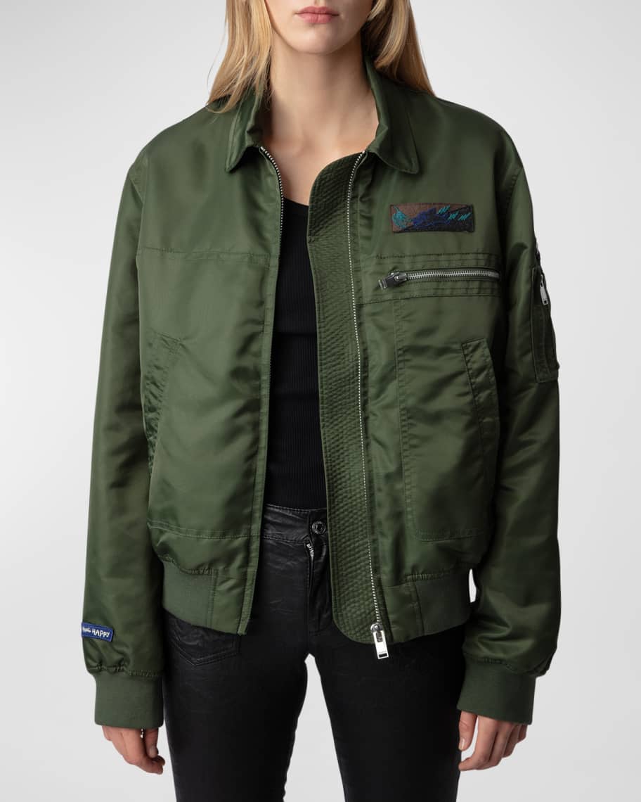 Zadig & Voltaire ナイロン ジャケット Zadig & Voltaire Bolid Nylon Patch Bomber Jacket | Neiman Marcus