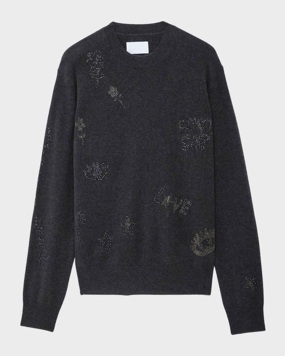 Embellished cashmere sweater top