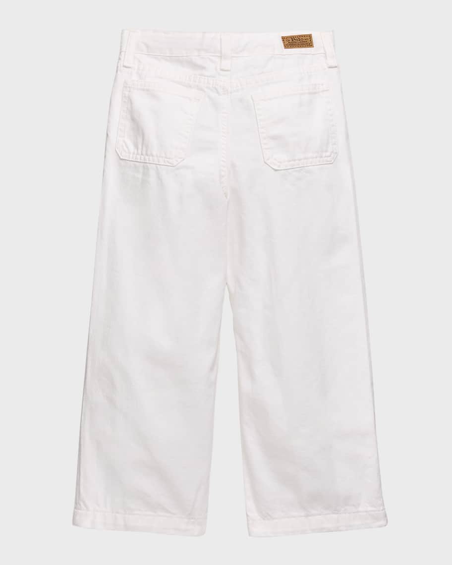 Image 2 of 4: Girl's Cropped Wide-Leg Denim Jeans, Size 2-6X