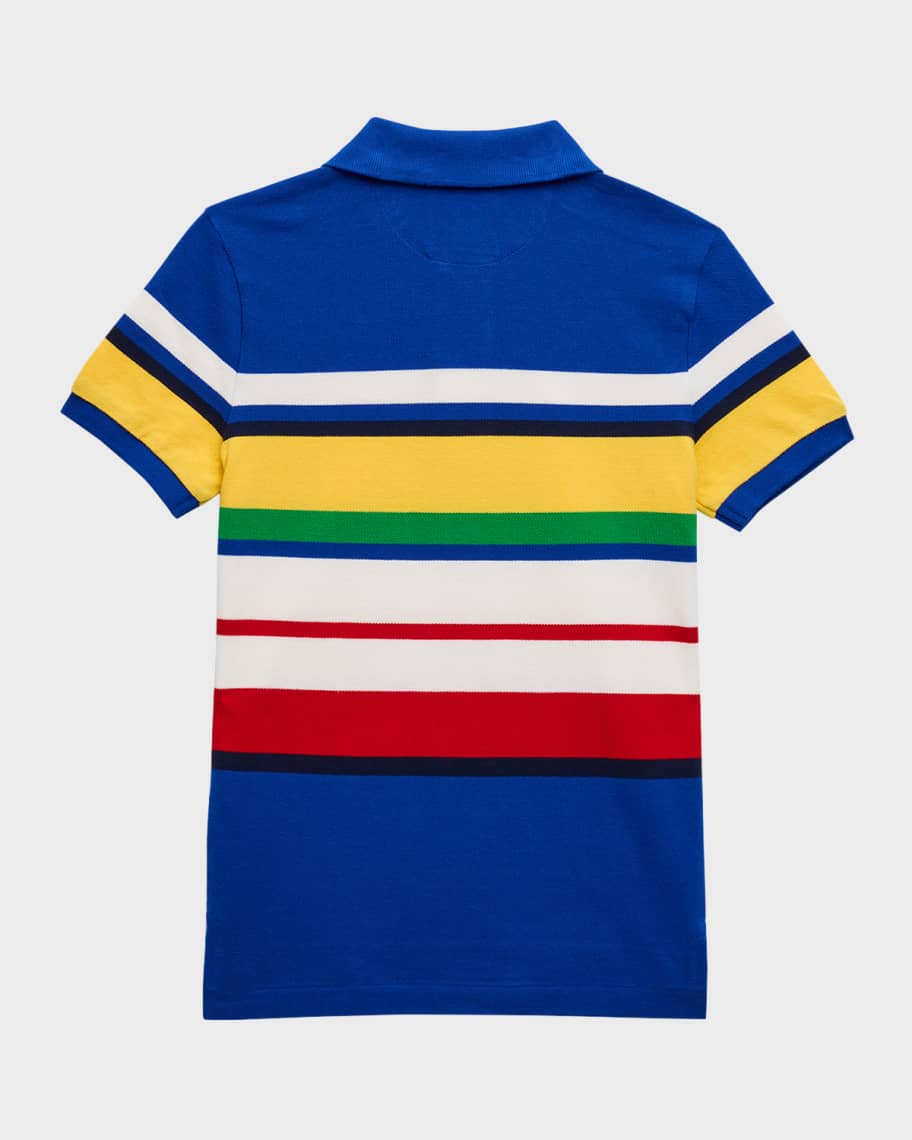 Image 2 of 3: Boy's Striped Mesh Short-Sleeve Polo Shirt, Size 2-7