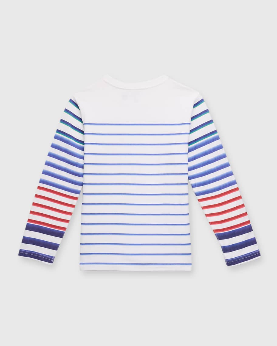 Image 2 of 2: Boy's Striped Heavyweight Jersey Shirt, Size 2-7