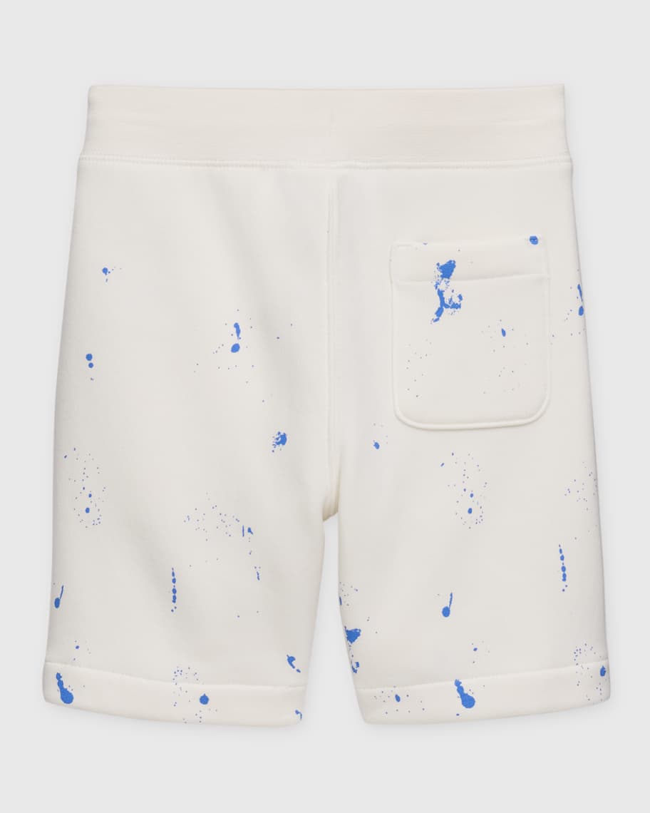 Image 2 of 3: Boy's Paint Splatter-Print Fleece Shorts, Size 2-7