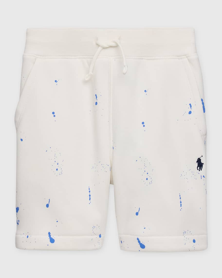 Image 1 of 3: Boy's Paint Splatter-Print Fleece Shorts, Size 2-7
