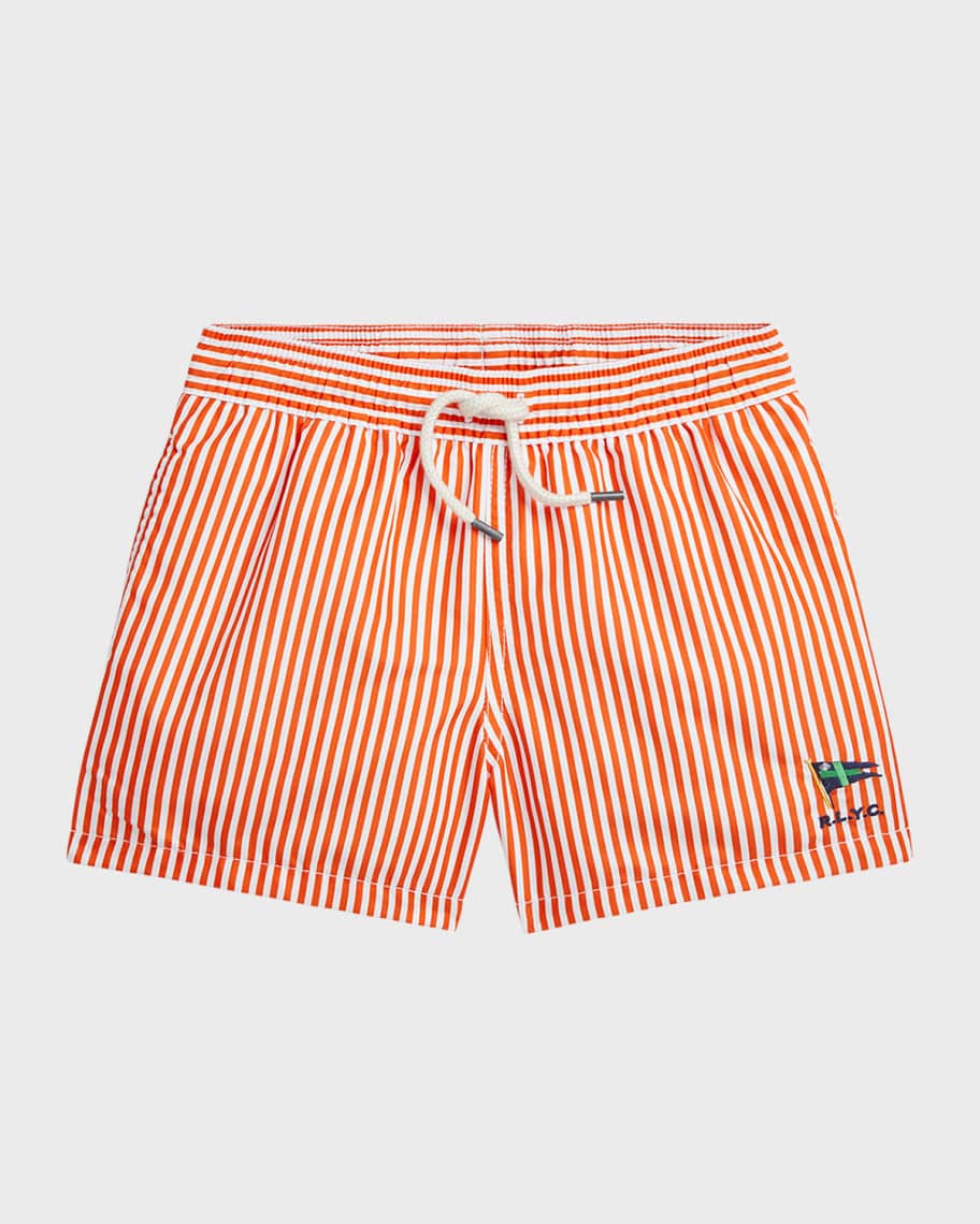 Image 1 of 3: Boy's Striped Traveler Swim Trunks, Size 2-7