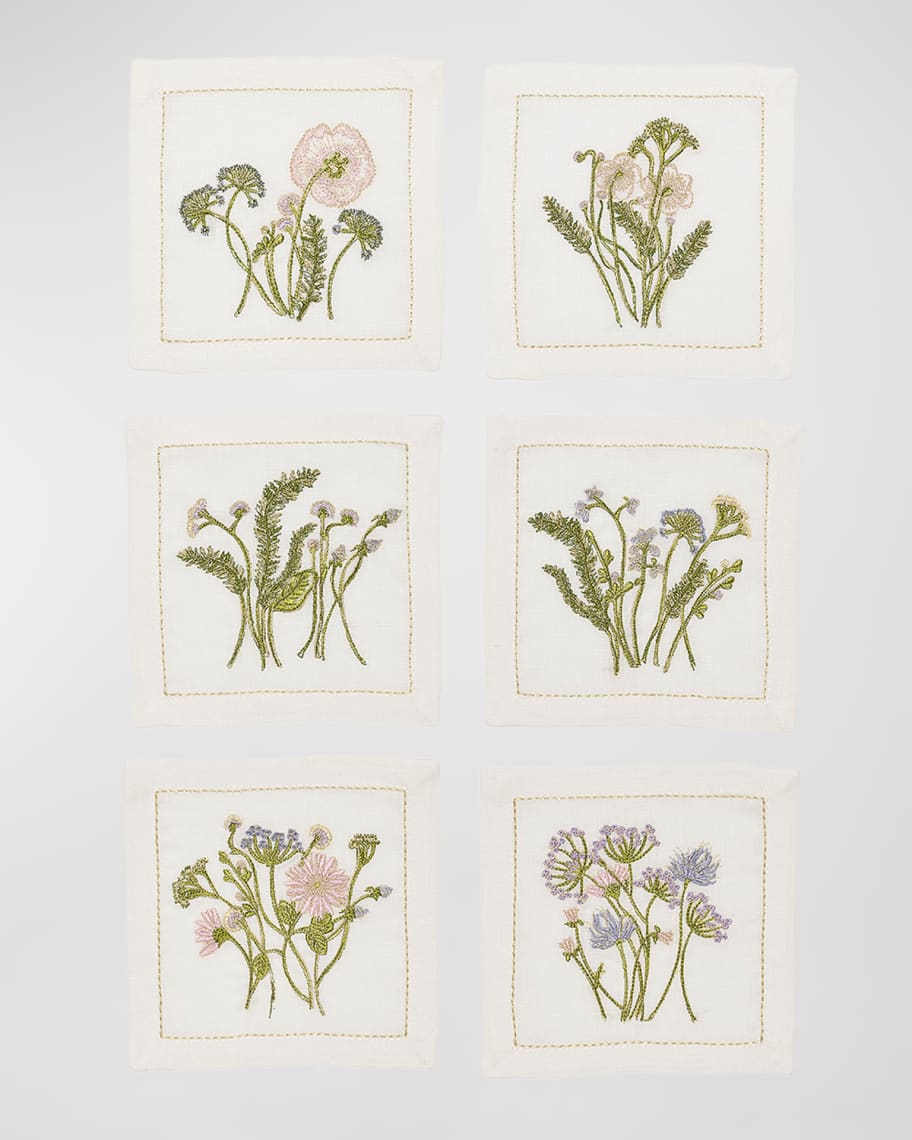 Neiman Marcus | Meadow Embroidered Cocktail Napkins | Set of 6