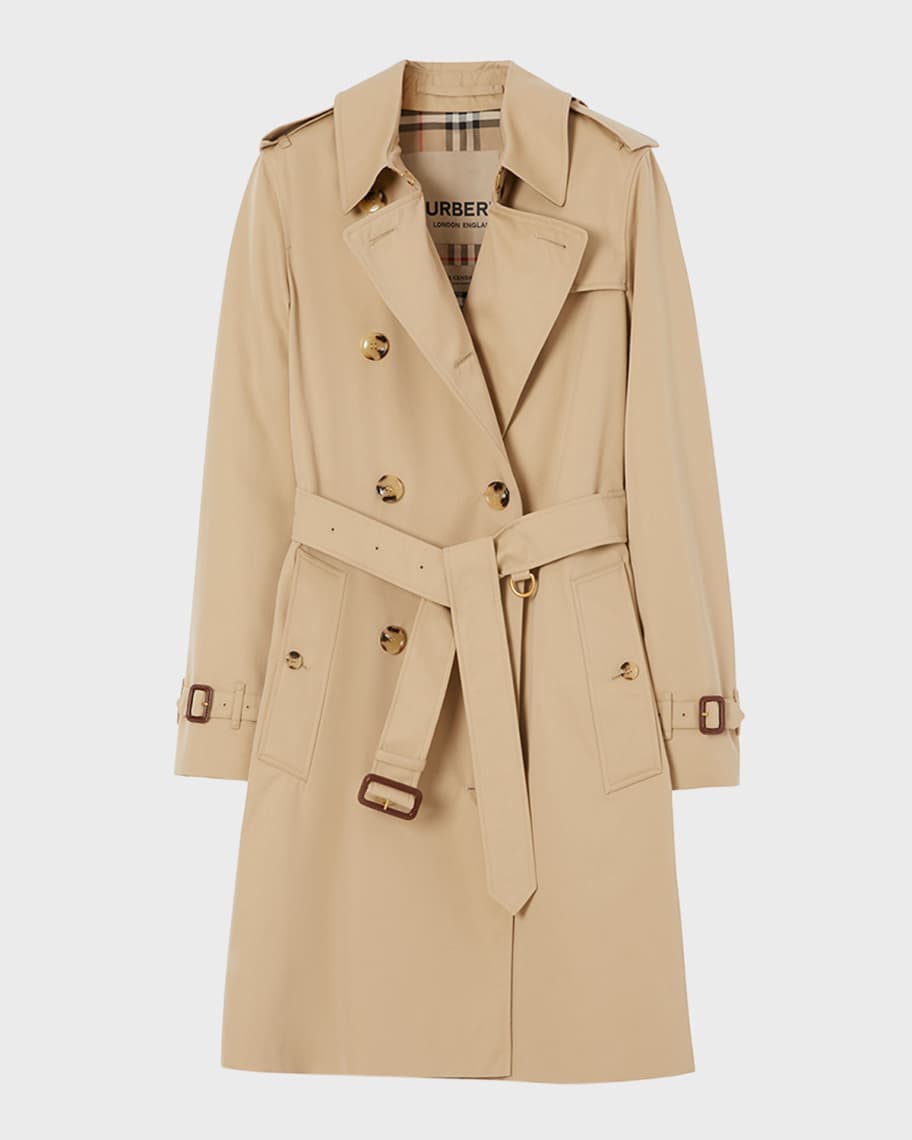 Burberry Kensington Organic Belted Double-Breasted Trench Coat | Neiman ...