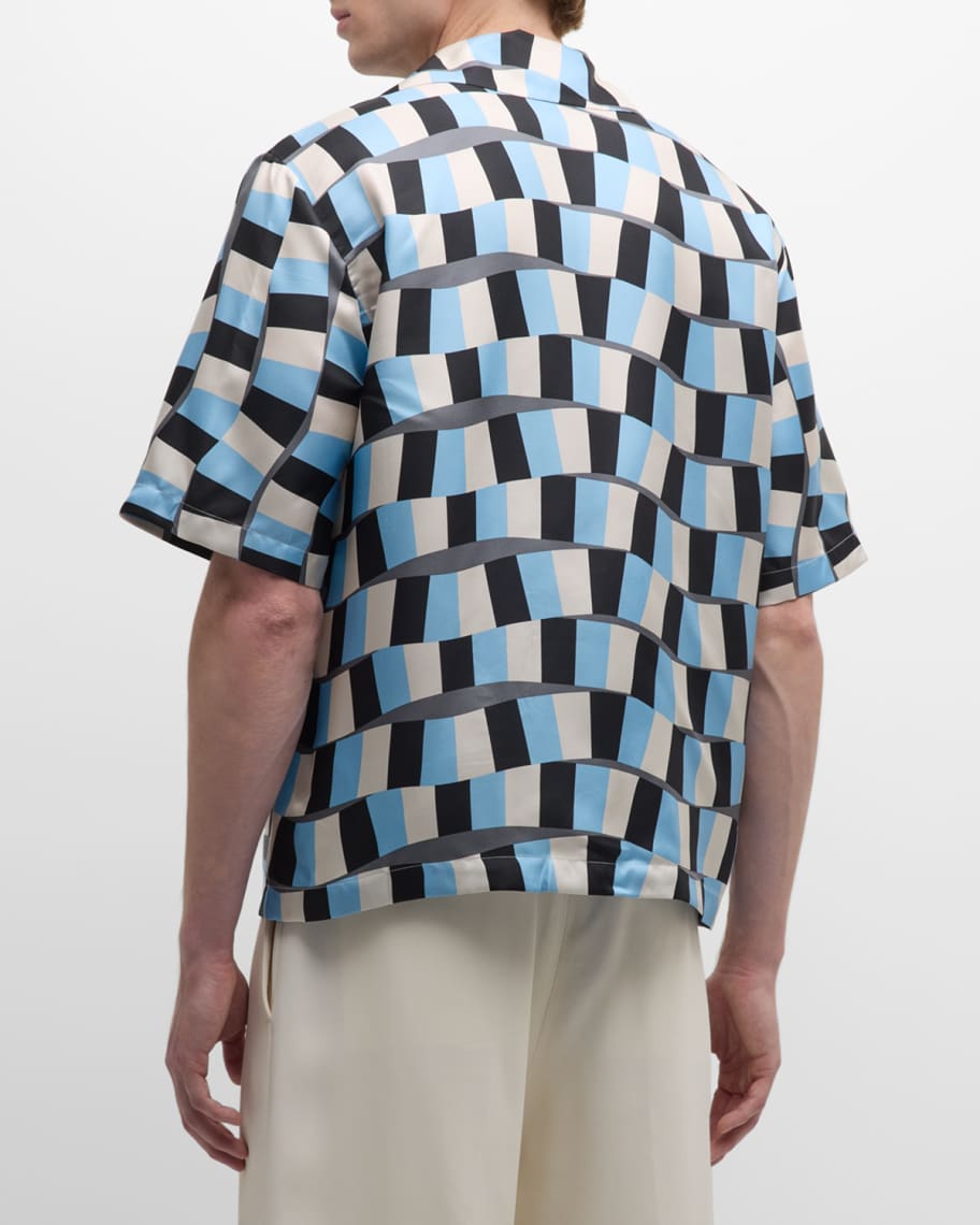 Image 3 of 6: Men's Snake Checker Bowling Shirt