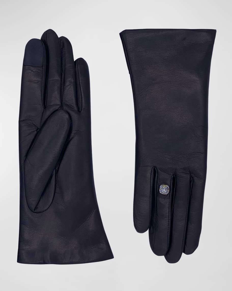 Image 1 of 1: Inesbague Crystal & Leather Gloves