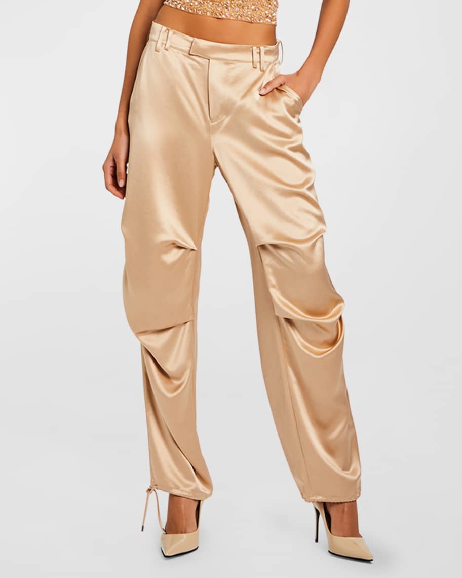 Image 1 of 3: Jenae Straight-Leg Satin Pants