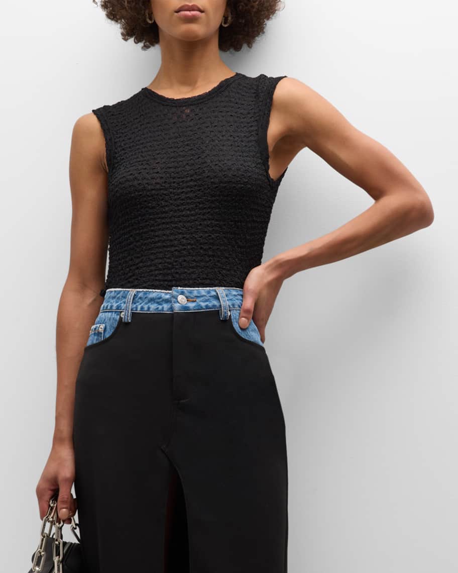 Image 2 of 6: Sleeveless Mesh-Lace Top
