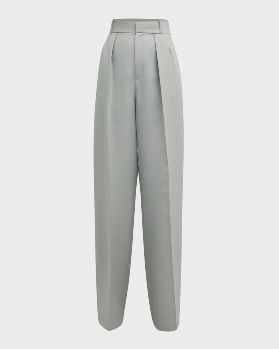 Dice Kayek High-Rise Double-Pleated Wide-Leg Crepe Pants