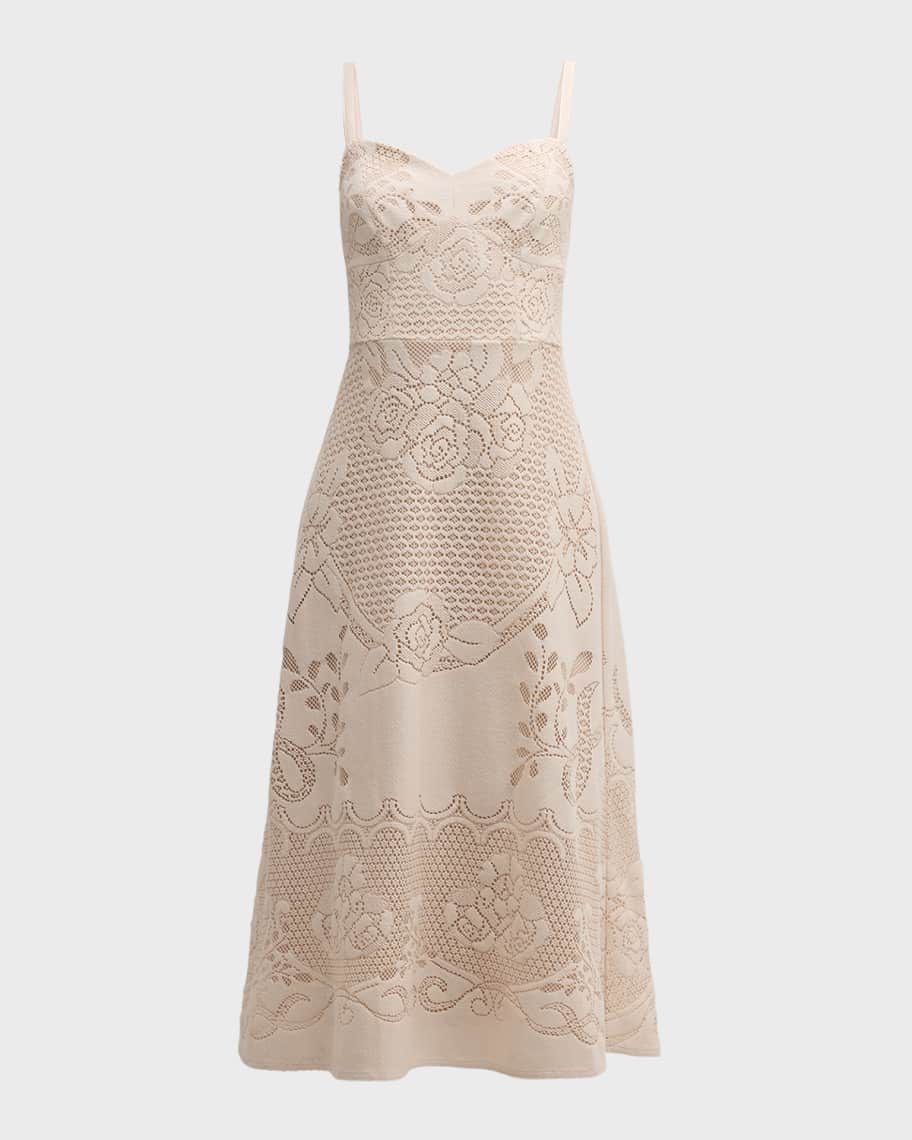 Image 1 of 6: Willow Floral Lace Sweetheart Midi Dress