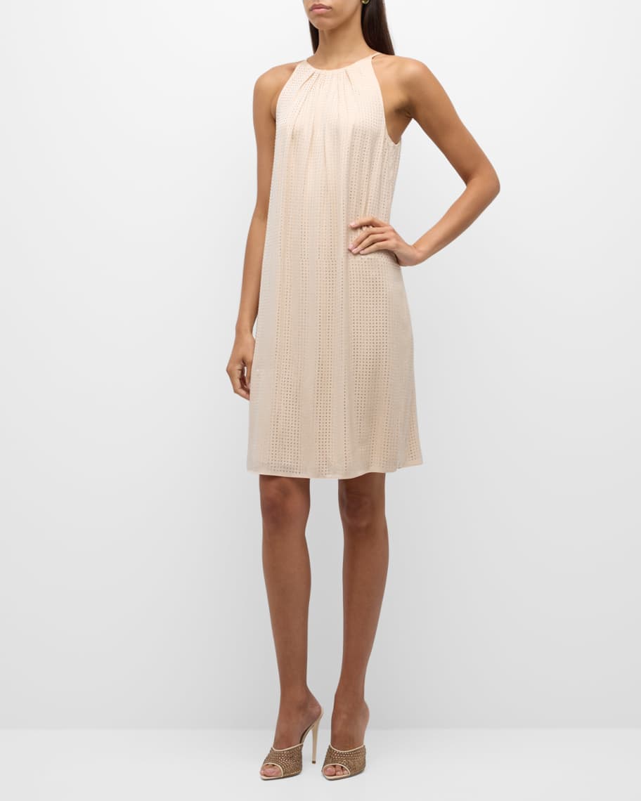 Image 2 of 6: Brenna Pleated Rhinestone Halter Midi Dress