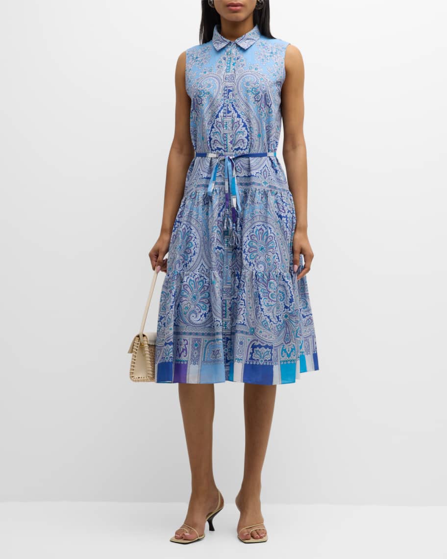 Image 2 of 6: Vivi Tiered Paisley-Print Midi Shirtdress