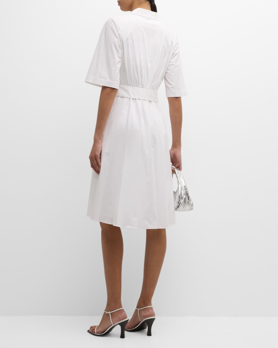 Image 3 of 6: Tiffany Pleated Elbow-Sleeve Midi Shirtdress