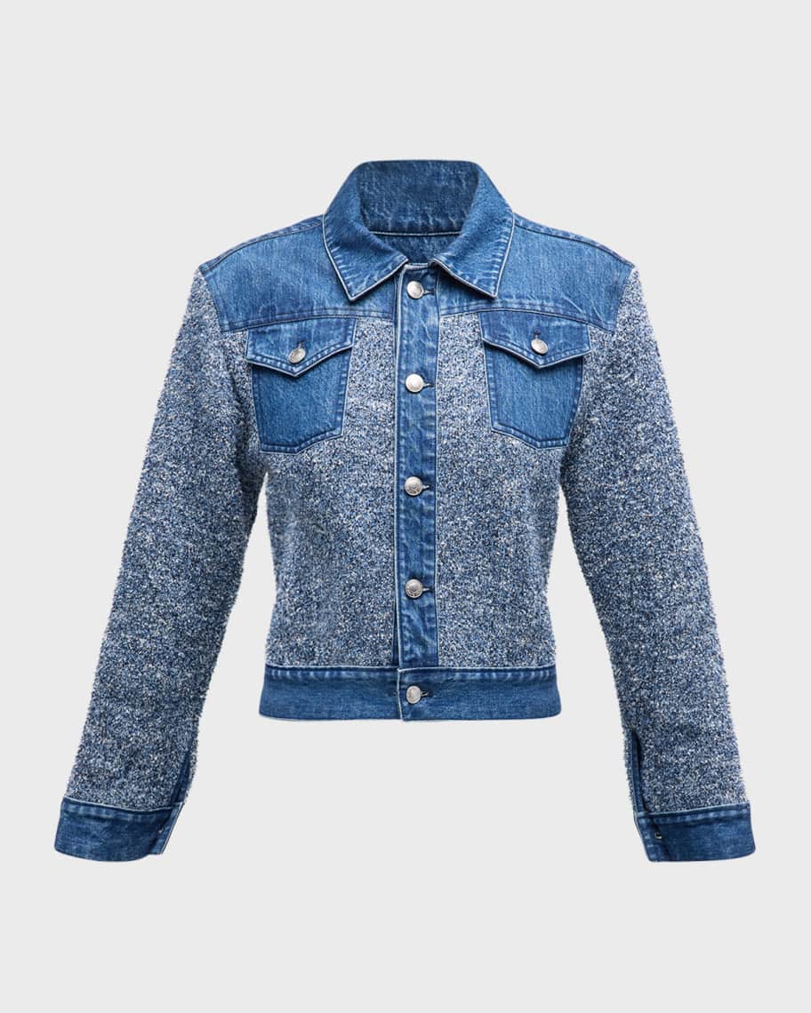 Image 2 of 6: Baylin Cropped Denim Knit Jacket