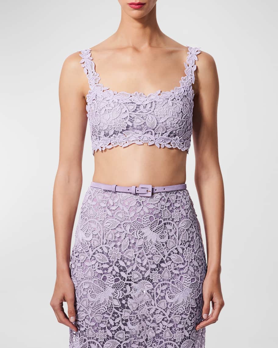 Image 2 of 6: Floral Lace Crop Top