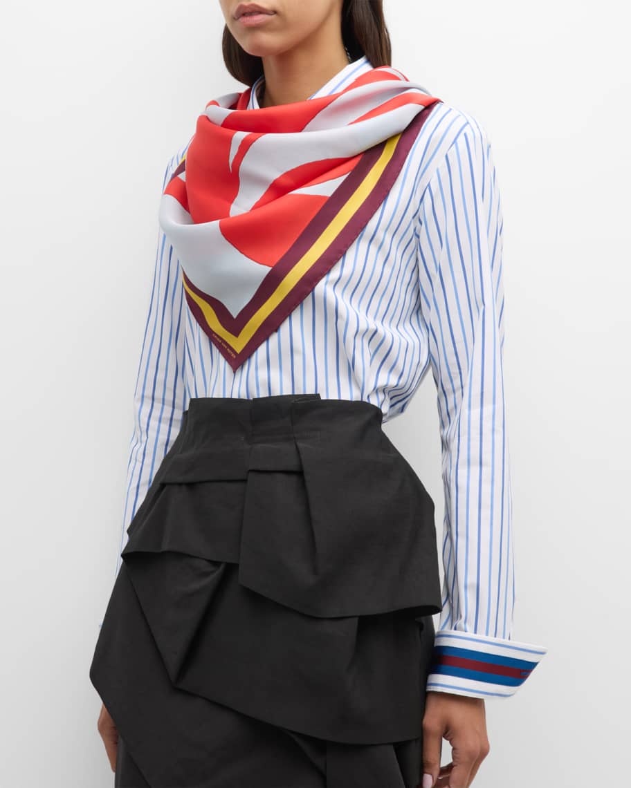Dries Van Noten Farin Abstract-Print Silk Scarf | Neiman Marcus