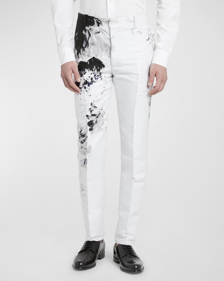 McQueen Men's Dutch Floral Jacquard Dress Pants | Neiman Marcus