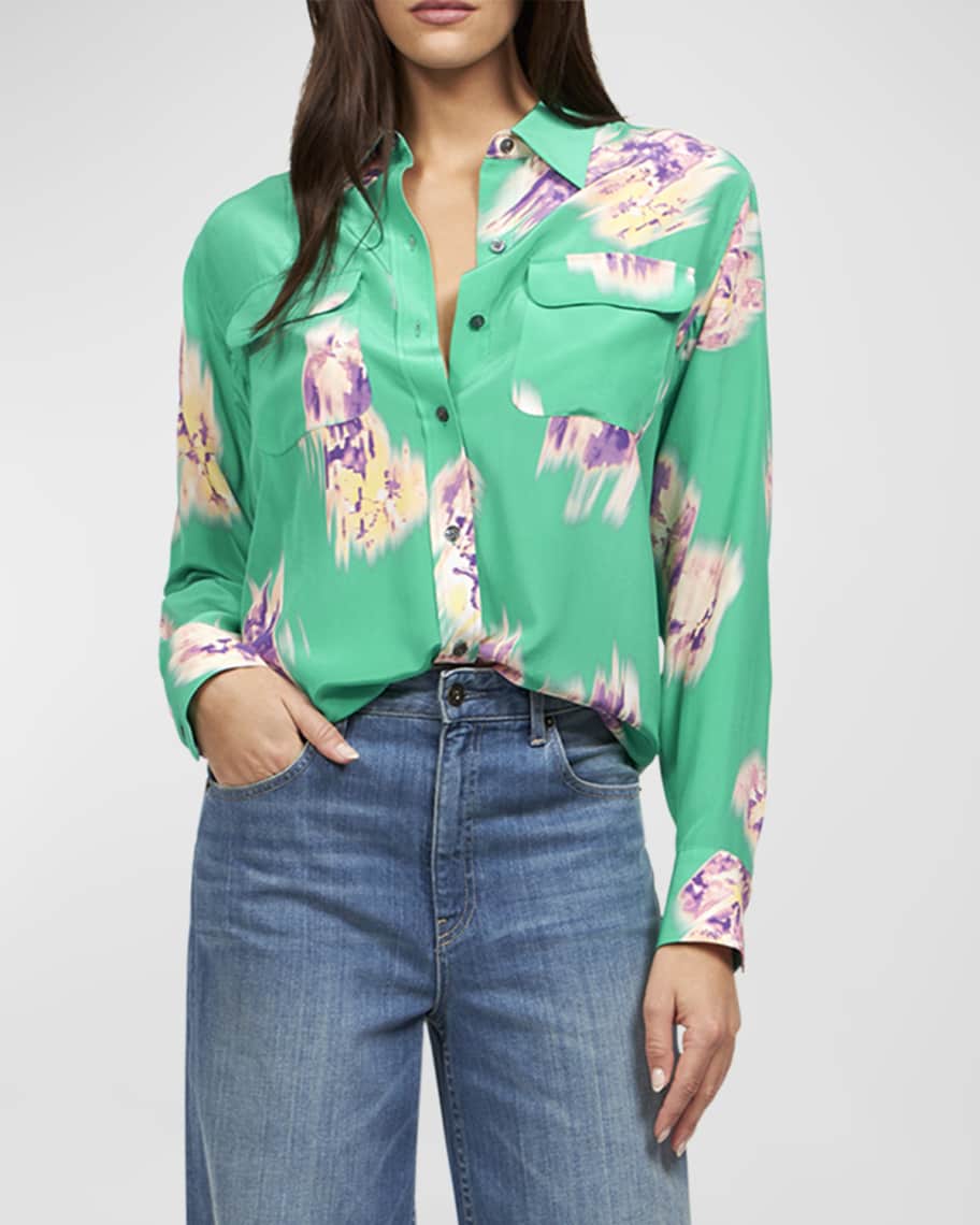 Abstract Print Button Front Blouse main image 1