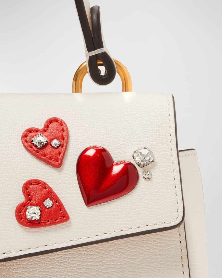 Image 3 of 5: katy small heart embellished leather crossbody bag