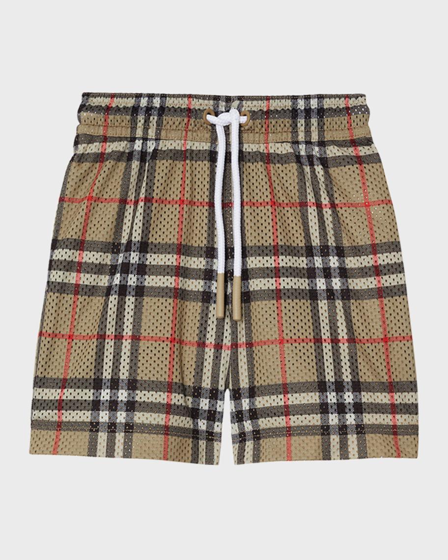 Burberry Boy's Malcolm Mesh Check Shorts, Size 6M-2 | Neiman Marcus