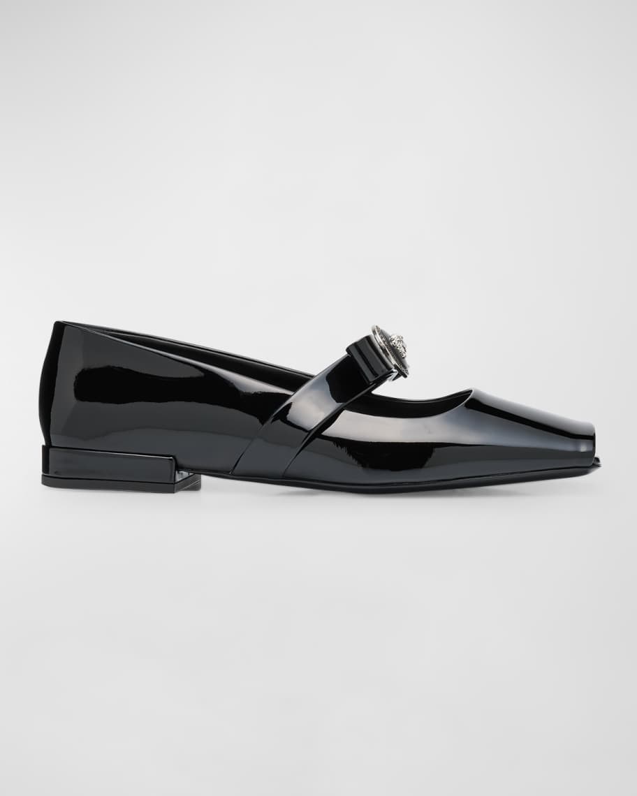 【関税＆送料込み】Versace Gianni Ribbon Flat Shoes Gianni Ribbon Metallic Ballerinas | VERSACE US