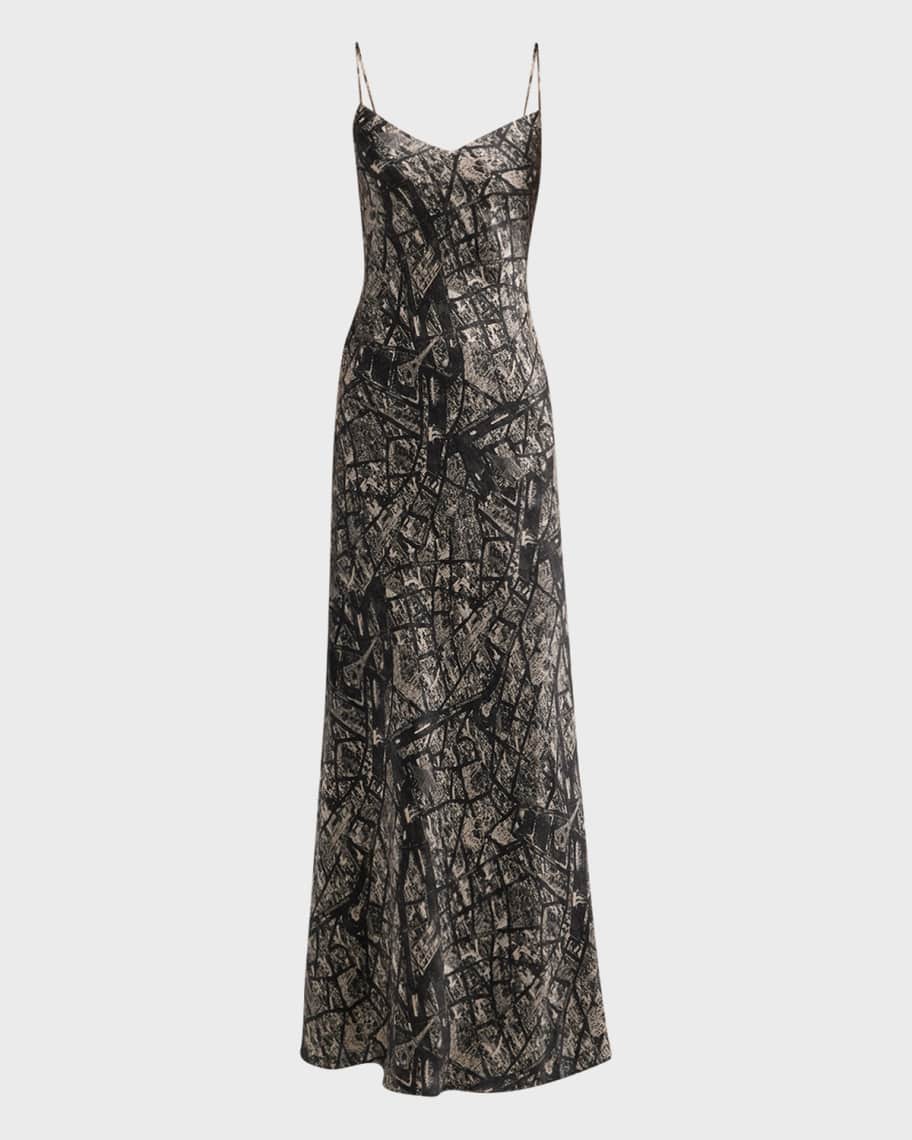 l'agence serita maxi v neck bias dress L'AGENCE Serita Maxi V-Neck Bias Dress in Ivy Green