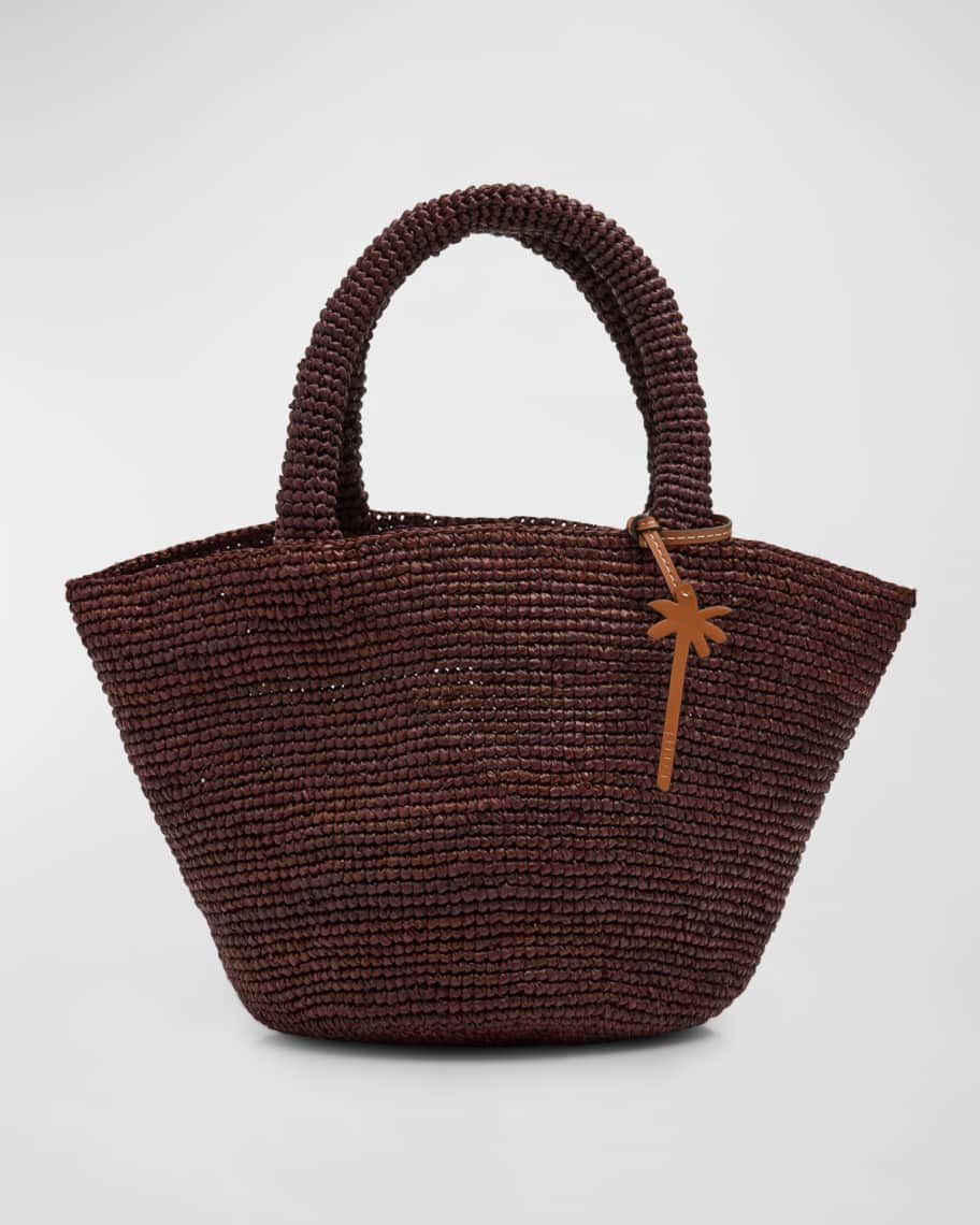 MANEBI - Raffia Halfmoon Bag Handmade Natural Black Melange